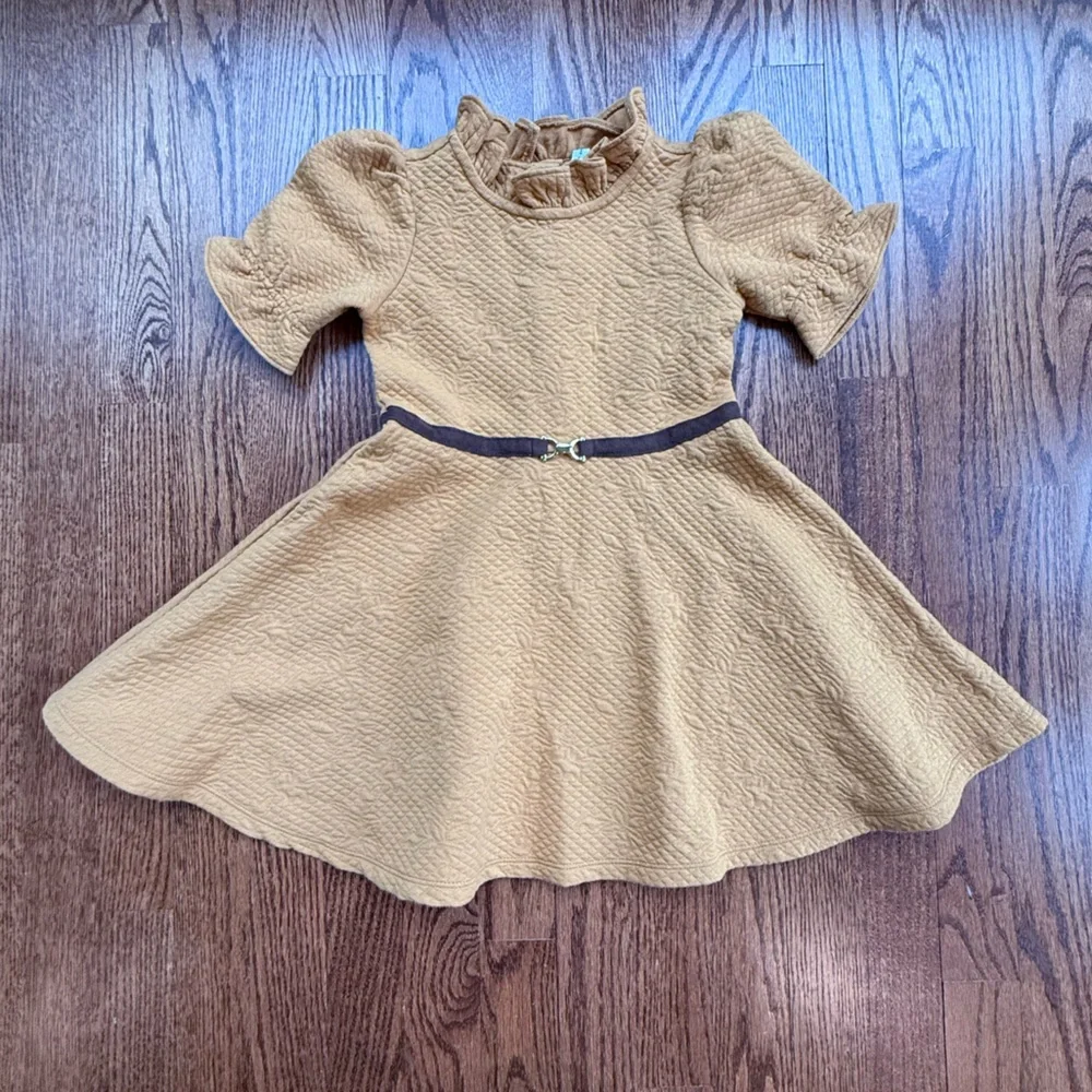 Janie and Jack Quilted Jacquard Puff Sleeve Dress 4 - Picture 2 of 9